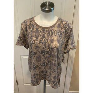 We The Free: Free People Brown Snakeskin Print T-Shirt, Size XS, NWT!